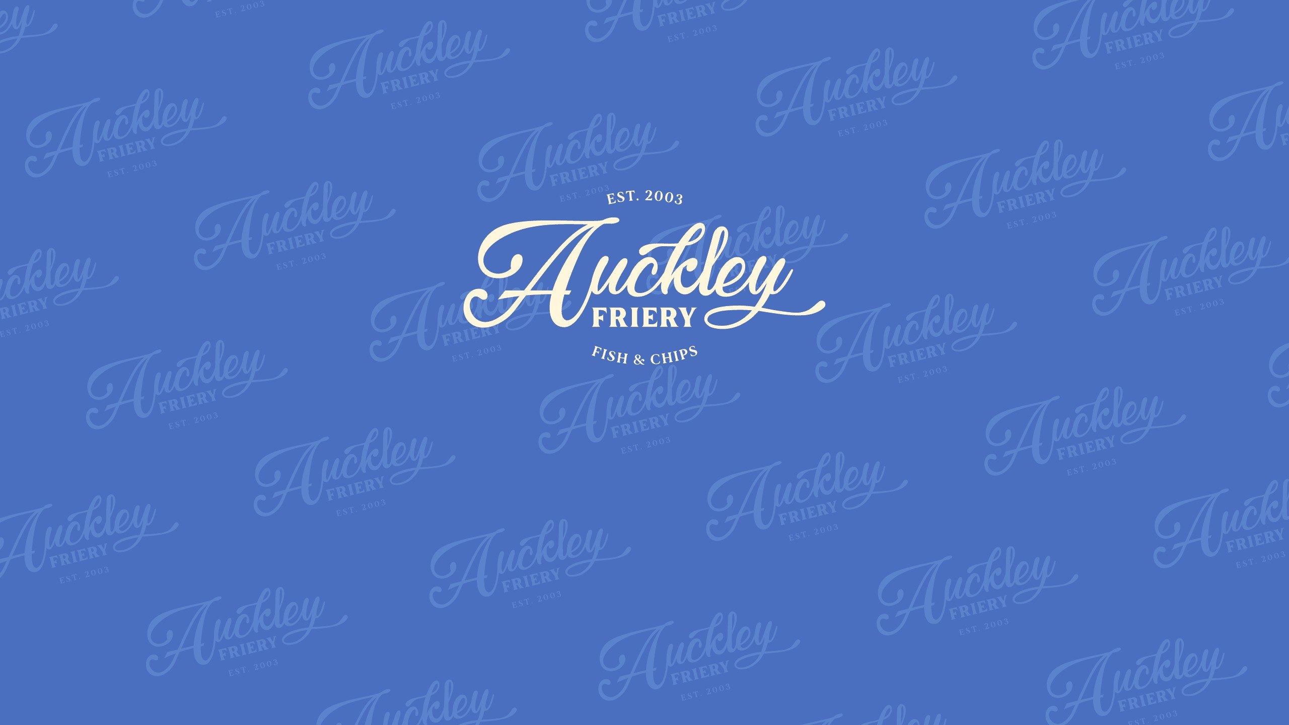 Auckley Friery fish and chips branded pattern and logo